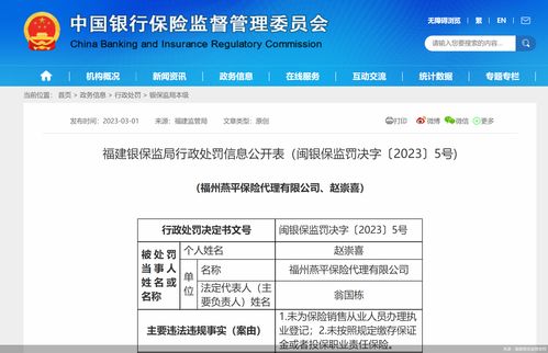福州燕平保險代理因執(zhí)業(yè)登記違規(guī)被罰3.5萬元，凸顯保險代理監(jiān)管趨嚴(yán)